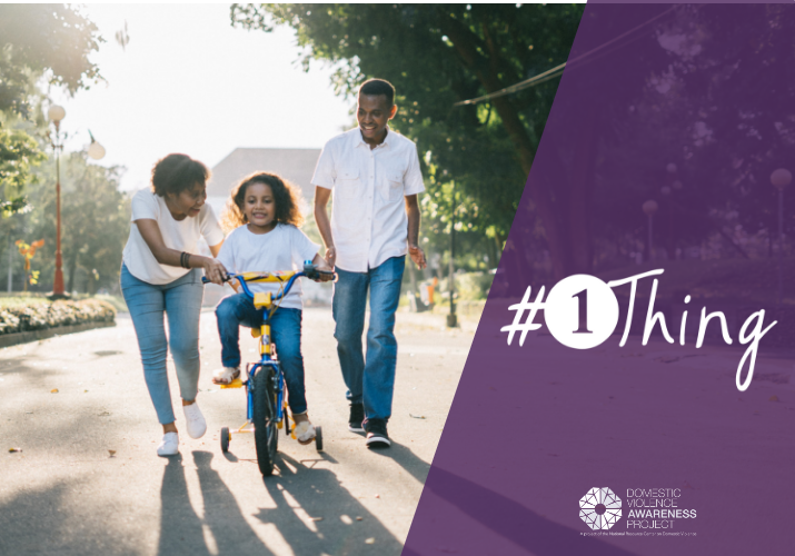 Daughter riding a bike with Mother and father #1thing