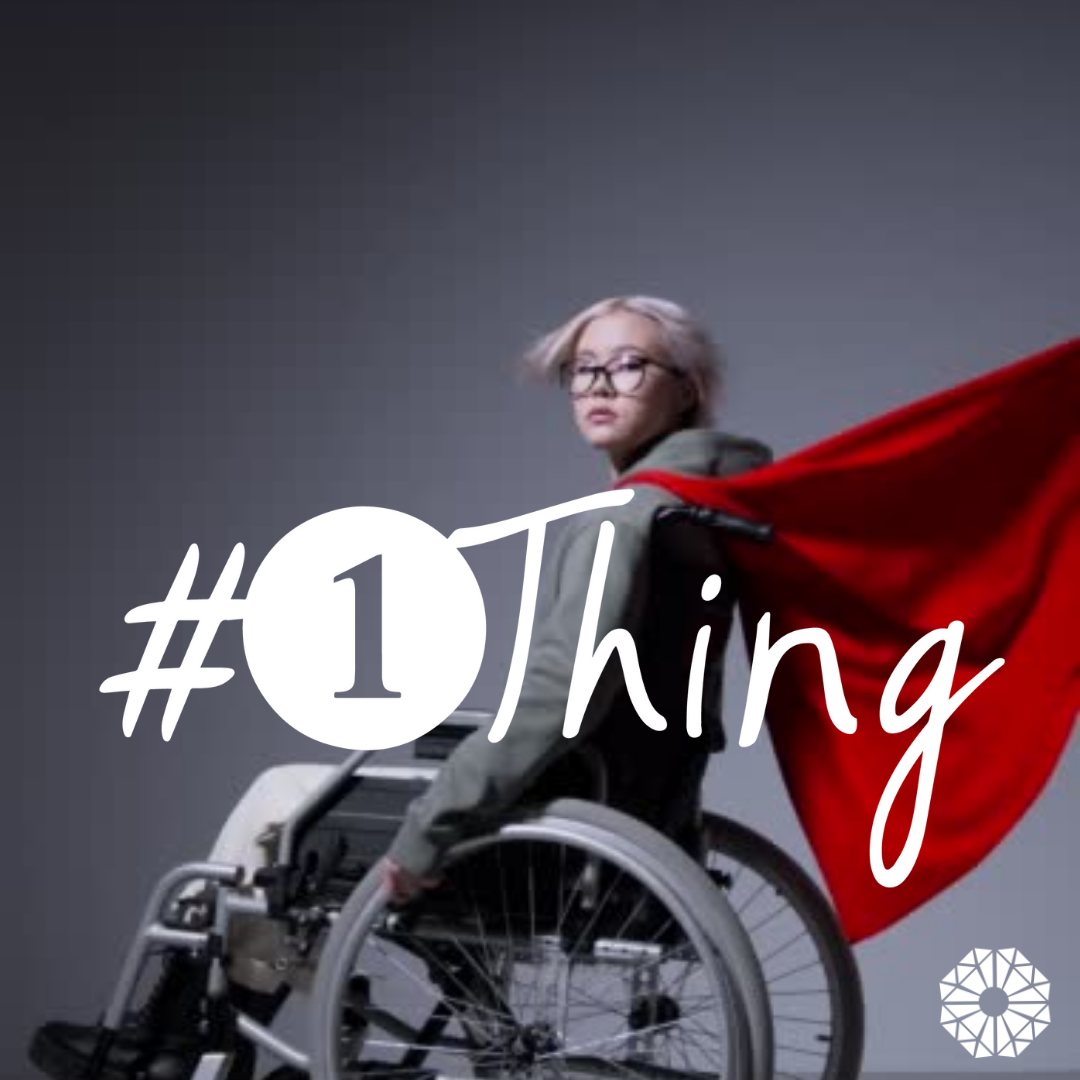 Person in a wheelchair wearing a red cape. #1Thing