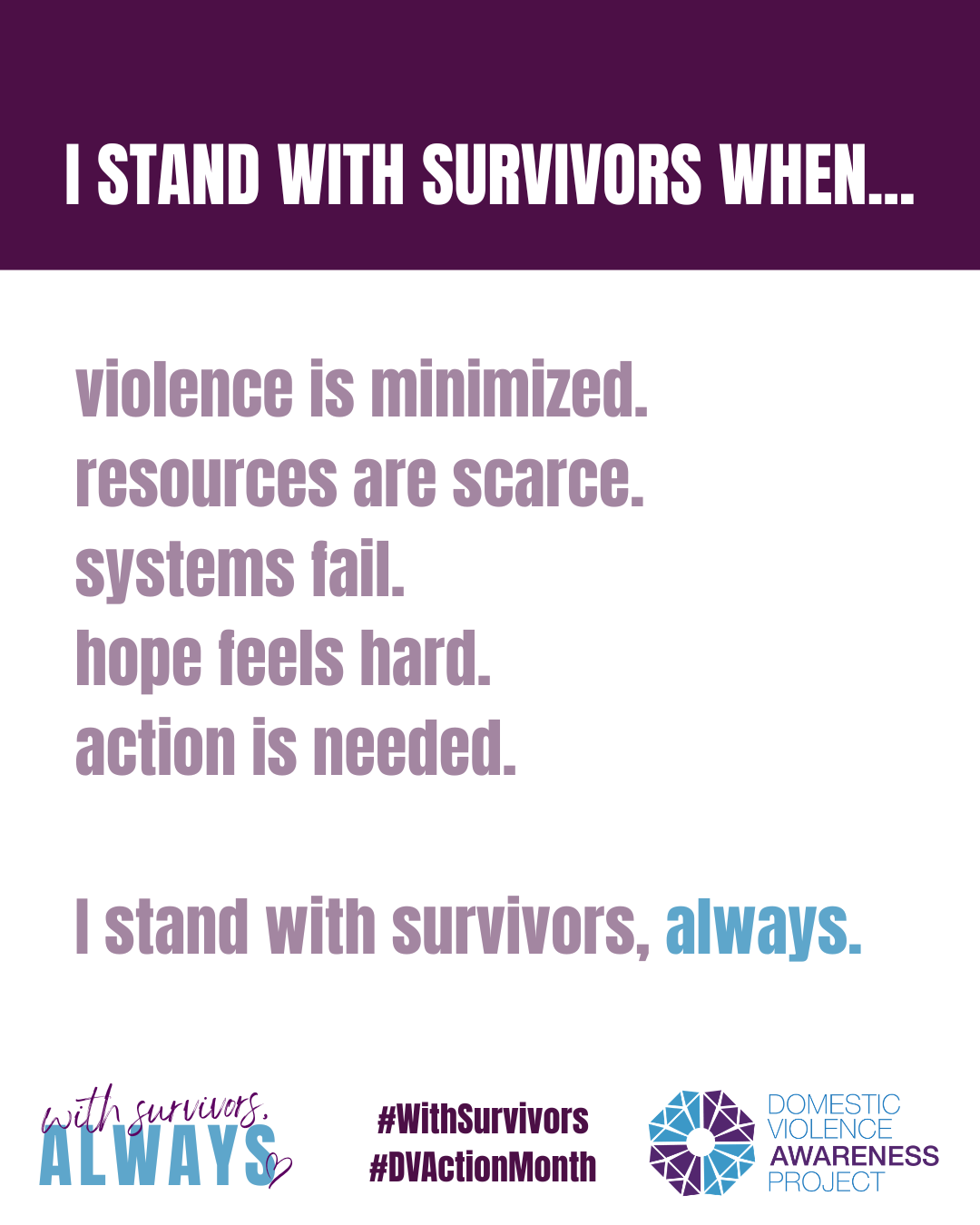 With Survivors, Always social media card