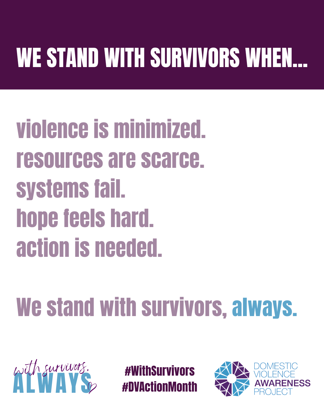 With Survivors, Always social media card