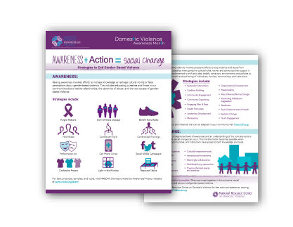 Awareness + Action = Social Change: Strategies to End Gender-Based Violence document thumbnail image front & back