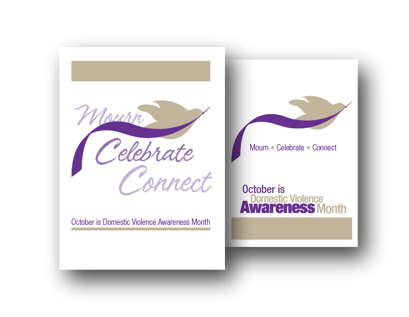 Mourn Celebrate Connect- dove with a ribbon fliers english