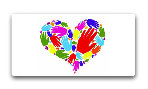 Heart made out of hands in all different colors (rgbypo)