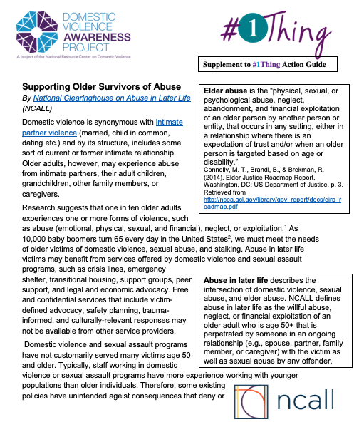 Supporting Older Survivors of Abuse Action Guide Supplemental